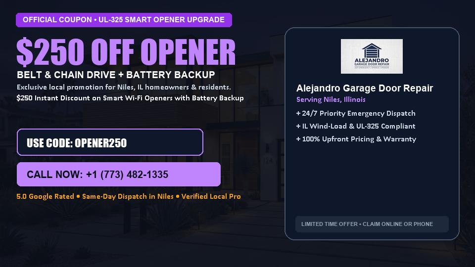 $250 OFF Smart Wi-Fi Garage Door Opener Installation in Niles, IL - Alejandro Garage Door Repair