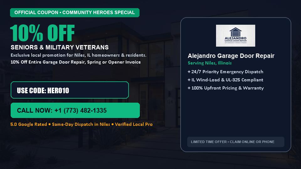 10% OFF Senior, Military & First Responder Discount in Niles, IL - Alejandro Garage Door Repair